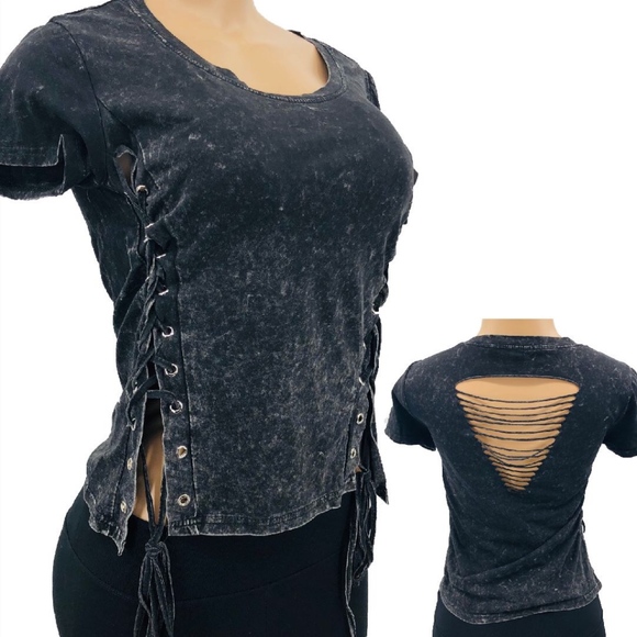 Tops - Lace Down Tee Shirt